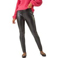 Roman Originals Faux Leather Stretch Legging for Women UK - Ladies Everyday Autumn Winter Comfy Soft Evening Vacation Work Party Night Out - Black - Size 20