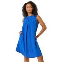 Roman Petite Royal Blue Hotfix Trim Detail Gathered Dress - Size 8 8 female