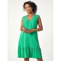 Roman Petite Cut Out Back Linen Blend Dress 10 female