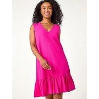 Roman Petite Cut Out Back Linen Blend Dress 10 female