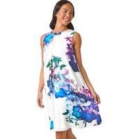 Roman Petite Gathered Neck Hotfix Dress 14 female