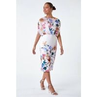 Roman Petite Floral Chiffon Blouson Overlay Dress 8 female