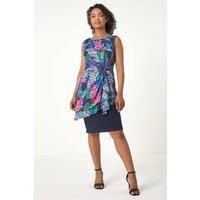 Roman Petite Tropical Asymmetric Frill Dress 12 female