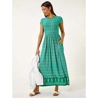 Roman Paisley Relaxed Stretch Maxi Dress 10 female