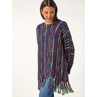 Roman Fringe Hem Knit Longline Jumper 16 female