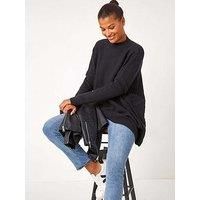 Roman High Neck Longline Knit Jumper M-L female