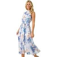 Roman Petite Floral Pleated Halter Neck Midi Dress 18 female