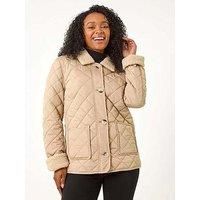 Petite Borg Contrast Padded Coat