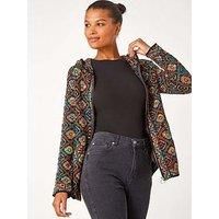 Roman Aztec Zip Front Hooded Cardigan 18 female
