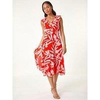 Roman Petite Floral Frill Front Dress 12 female