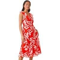 Roman Petite Floral Frill Front Dress 18 female