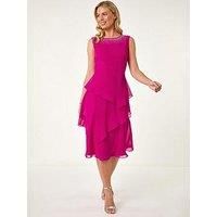 Roman Petite Pink Hotfix Overlay Midi Dress - Size 8 8 female