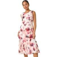 Roman Petite Red Floral Overlay Dress - Size 14 14 female