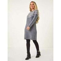 Roman Petite Fairisle Knit Jumper Dress 8 female