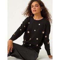 Roman Star Glitter Print Knit Jumper 16 female