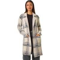 Roman Grey Patchwork Check Collar Pocket Cardigan - Size 18 18 female