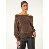 Roman Bardot Shimmer Knit Jumper 14 female