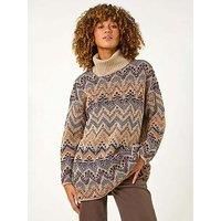 Roman Jacquard Pattern Turtle Neck Knit Jumper 16 female