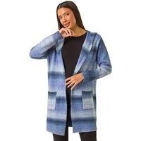 Roman Originals Spacedye Hooded Cardigan for Women UK - Ladies Everyday Autumn Winter Comfy Soft Evening Vacation Work Party Night Out - Blue - Size M