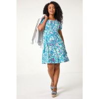 Roman Petite Floral Print Stretch Dress 14 female