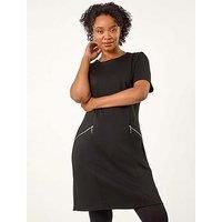 Roman Petite Zip Detail Pocket Shift Dress 12 female