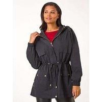 Roman Black Shower Resistant Rain Jacket - Size 18 18 female