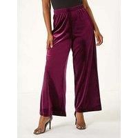 Petite Wide Leg Velvet Stretch Trouser
