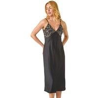 Dusk Fashion Sequin Top Satin Midi Dress for Women UK - Ladies Everyday Autumn Winter V-Neckline Comfy Soft Evening Vacation Work Party Night Out - Black - Size 10