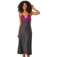 Dusk Fashion Sequin Top Satin Midi Dress for Women UK - Ladies Everyday Autumn Winter V-Neckline Comfy Soft Evening Vacation Work Party Night Out - Pink - Size 12