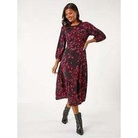 Roman Floral A-Line Midi Dress 18 female