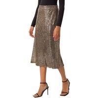 Roman Sequin Sparkle Stretch Midi Skirt for Women UK - Ladies Spring Everyday Summer Holiday Elasticated Waistband Comfy Fully Lined Soft Fun Party Date Skirts - Bronze - Size 20