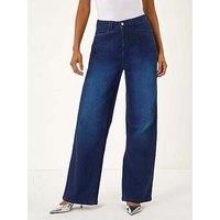 Dusk Indigo Denim Stretch Wide Leg Jeans - Size 12 12 female