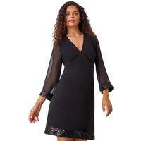 Roman Contrast Sequin Cuff Dress 10 female