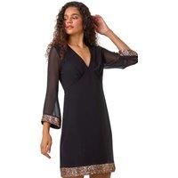 Roman Contrast Sequin Cuff Dress 12 female
