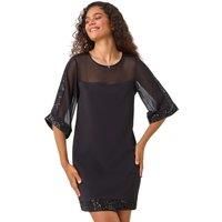 Roman Sequin Trim Shift Dress 10 female