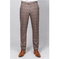 Marc Darcy Slim Fit Ray Tan Check Men's Trousers. Brown by Suit Direct