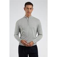 Limehaus Knitted Quarter Zip Jumper Grey