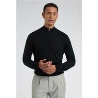 Limehaus Knitted Quarter Zip Jumper Black, Cotton