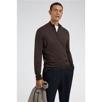 Limehaus Knitted Quarter Zip Jumper Brown