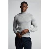 Limehaus Knitted Roll Neck Jumper Grey, Cotton