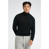 Limehaus Knitted Roll Neck Jumper Black. Cotton by Suit Direct