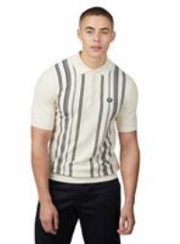 BEN SHERMAN Crinkle Cotton Stripe Polo L