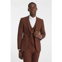 Farah Lars Tobacco Semi Plain Brown Men's Slim Fit Suit Jacket