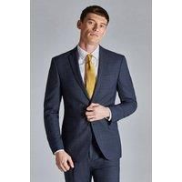 Ted Baker Slim Fit Ara Navy Blue Textured Check Men's Suit Jacket