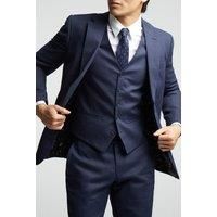 Alexandre of England Tailored Fit Navy Blue Linen Men's Suit Jacket by Suit Direct