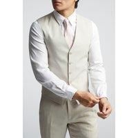 Alexandre of England Tailored Fit Sand Linen Blend Waistcoat