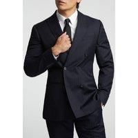 Alexandre of England Tailored Fit Navy Blue Stripe Double Breasted Men's Suit Jacket