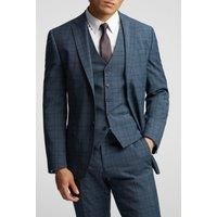 Alexandre of England Tailored Fit Blue Soft Check Men's Suit Jacket