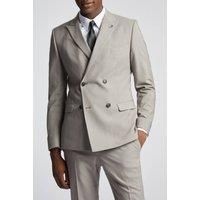 Farah Slim Fit Danbury Putty Double Breasted Beige Men's Suit Jacket by Suit Direct