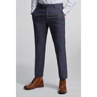 Dark Blue tan Overcheck Trousers